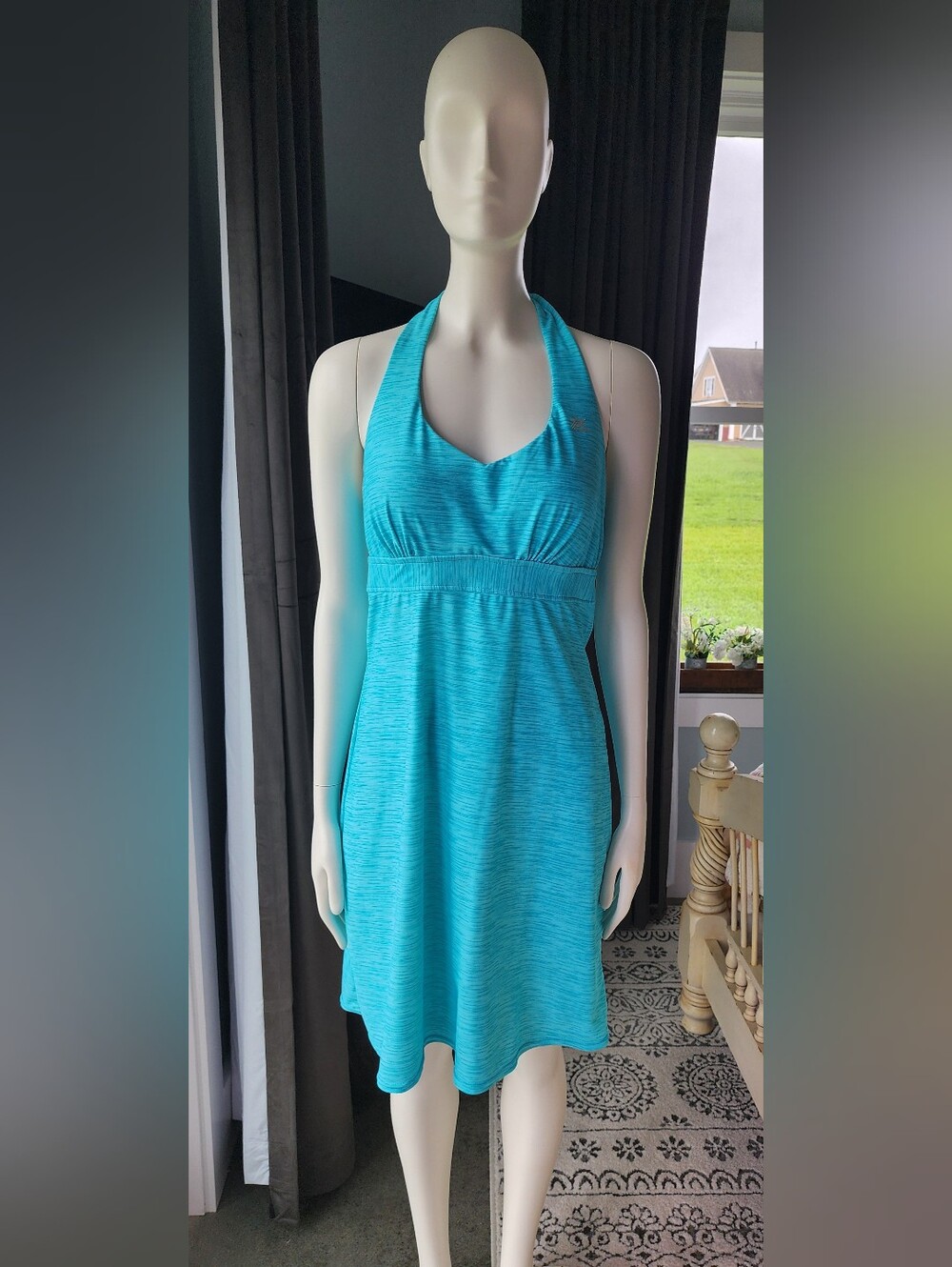 ZeroXposur Bright Turquoise Halter Swim Dress Sz M